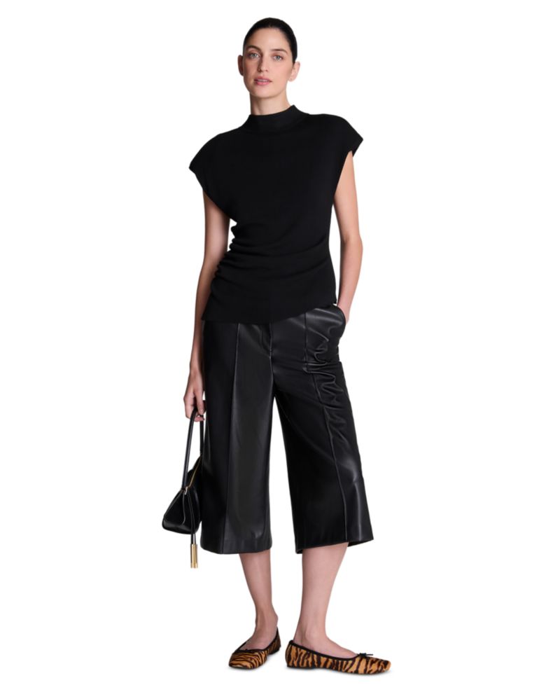 Women's Extended Shoulder Keyhole Back Mock Neck
