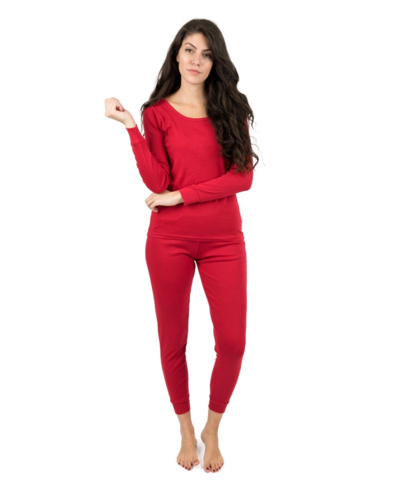 Womens Matching Family Two Piece Cotton Long Sleeve Shirt and Pants Solid Color Pajamas