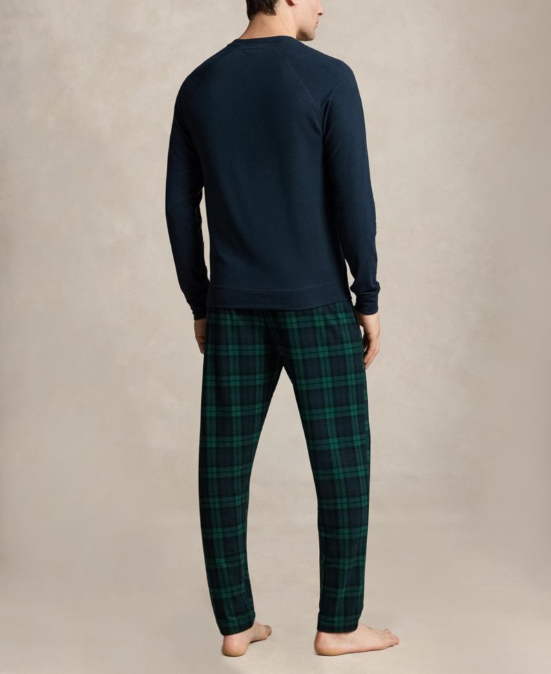 Men's Polo Bear Long-Sleeve Crewneck French Terry Top and Pajama Pants, 2-Piece Set