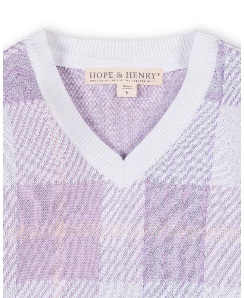 Big Boys' Organic Long Sleeve V-Neck Intarsia Sweater