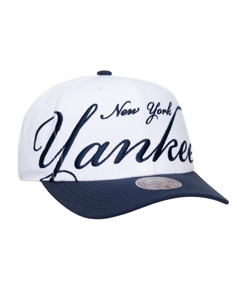 Men's and Women's White/Navy New York Yankees XL Script Pro Crown Adjustable Hat