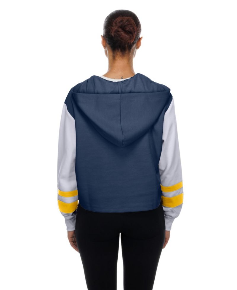 Women's Navy Milwaukee Brewers Boxy Lace-Up Hoodie
