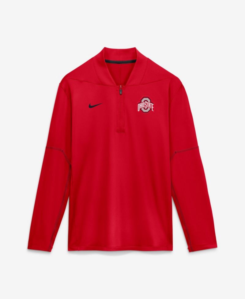 Men's Scarlet Ohio State Buckeyes 2026 Sideline Midweight Half-Zip Dri-FIT Pullover