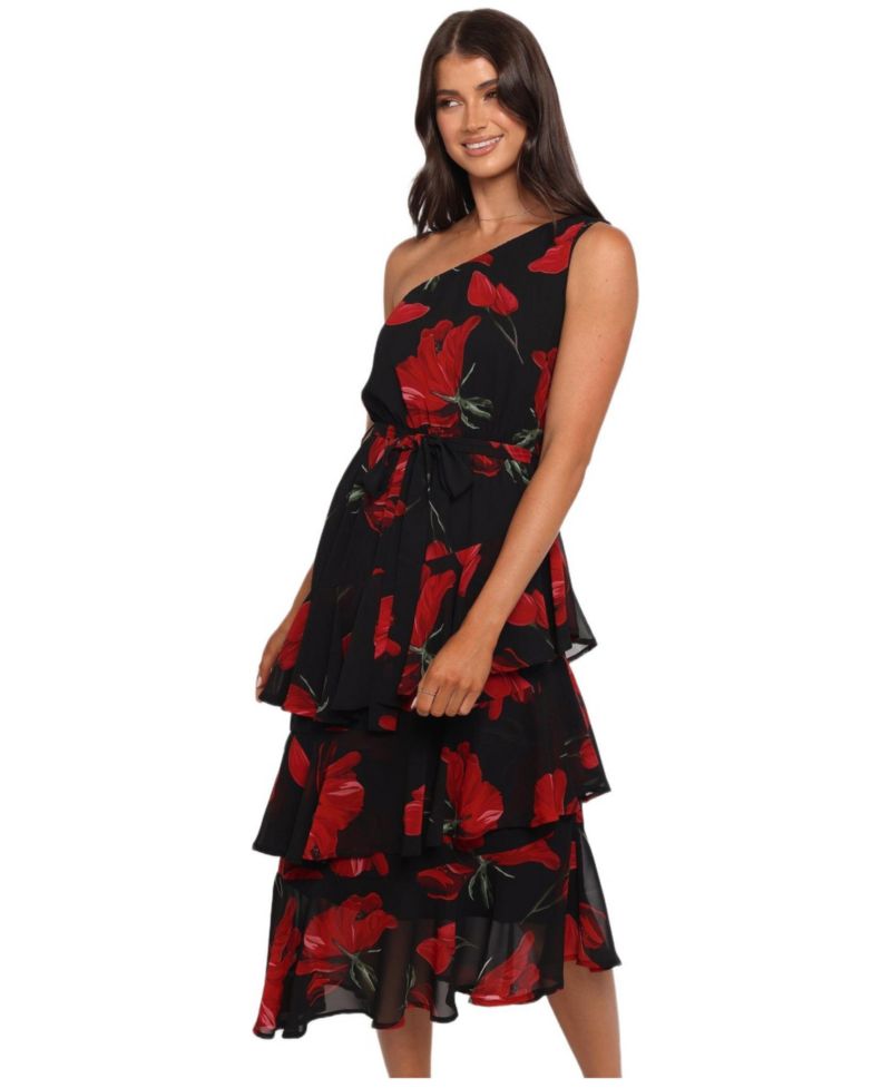 Women's Brigette One Shoulder Tiered Midi Dress