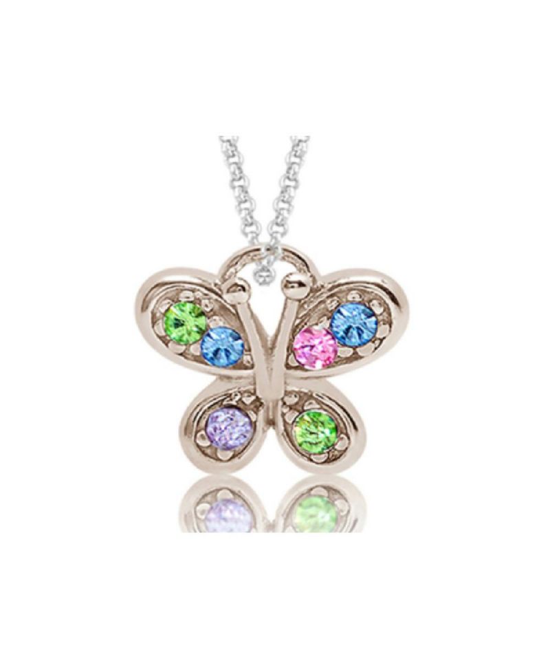 Girls /Girl/Butterfly Crystal White Gold Palladium Plating Necklace