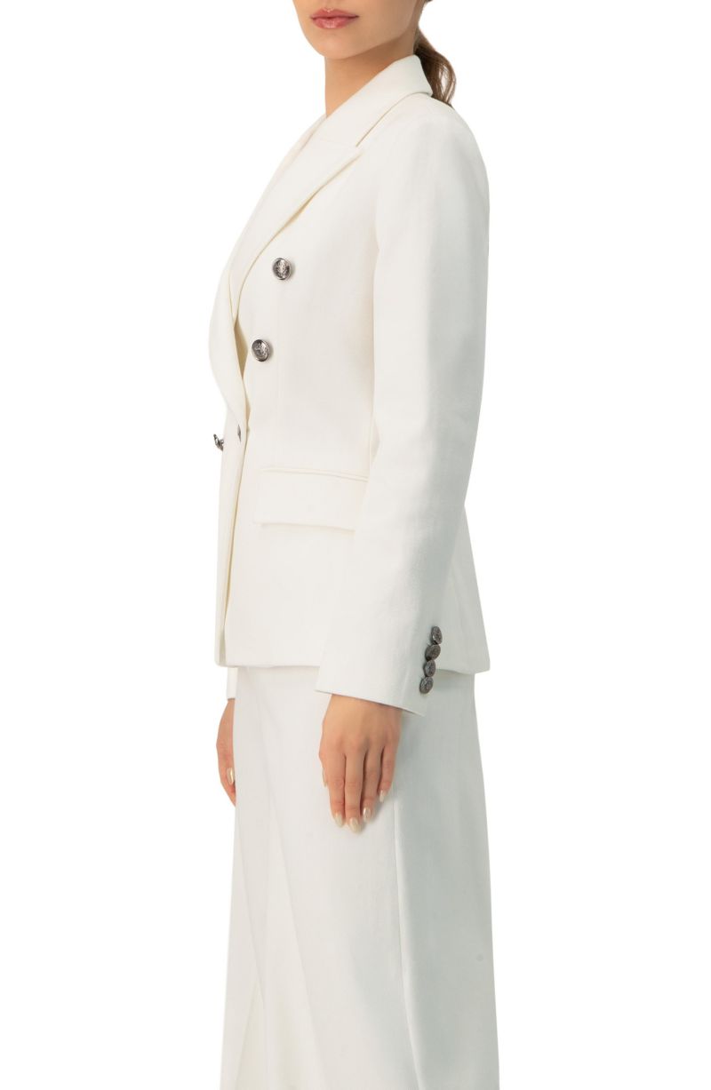 Women's Double-Breasted Blazer with Flap Pockets