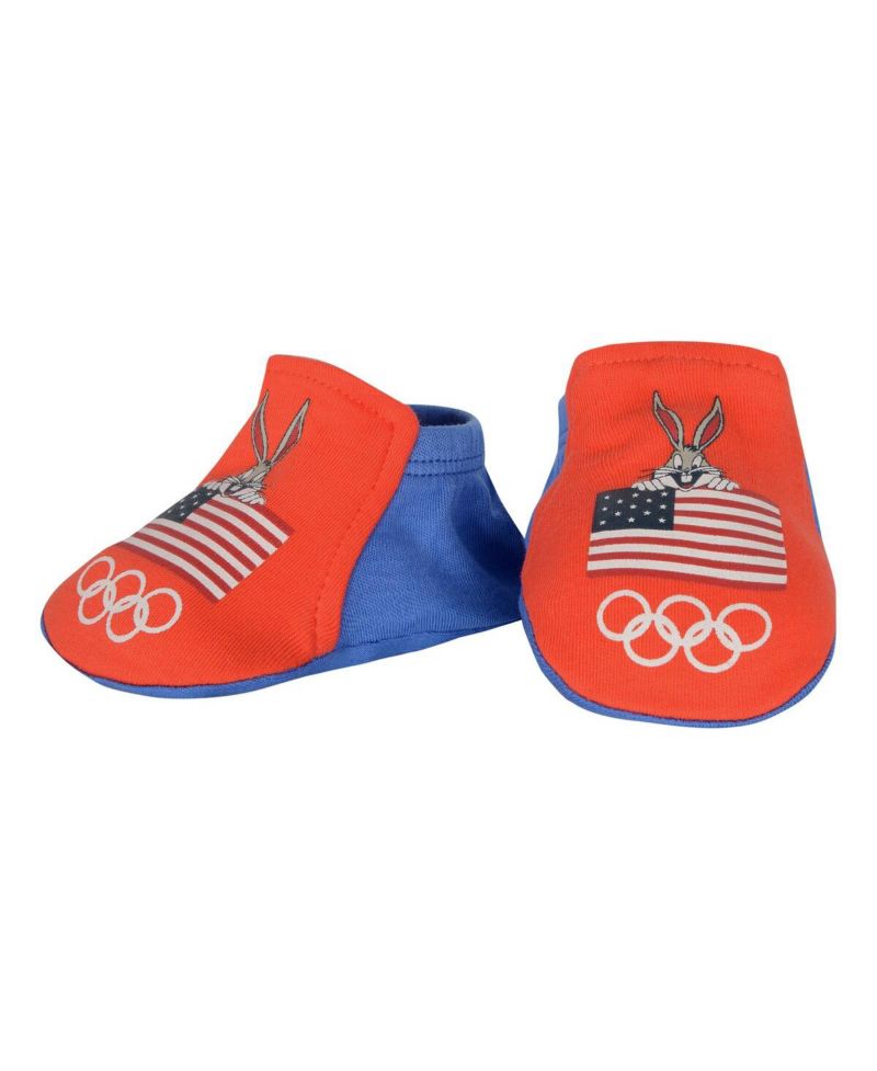 Newborn Baby Boys and Girls Red Team USA Looney Tunes Bodysuit and Bootie Set