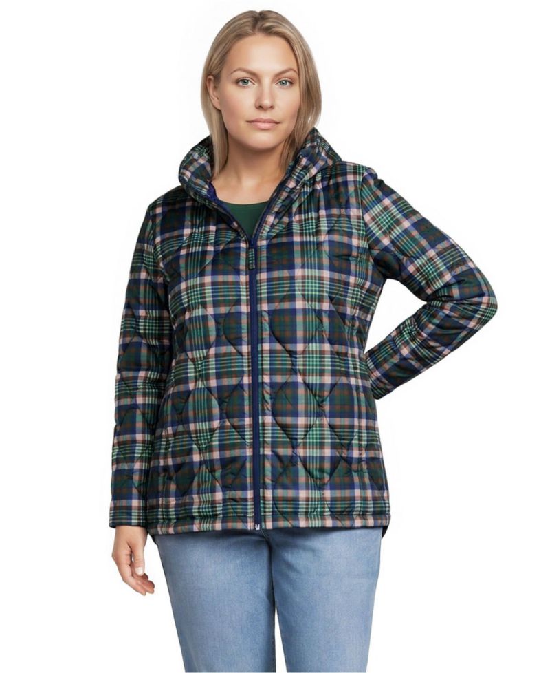 Plus Size Print FeatherFree Quilted Insulated Jacket