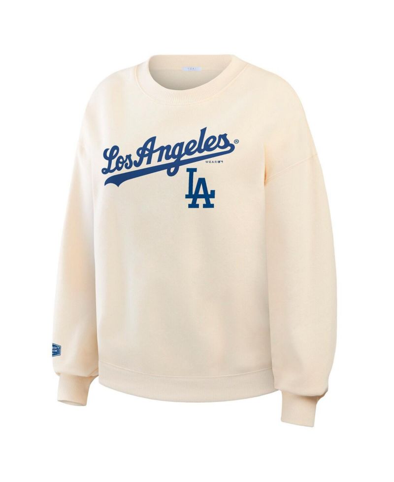 Women's Cream Los Angeles Dodgers Heavyweight Crew Neck Sweatshirt