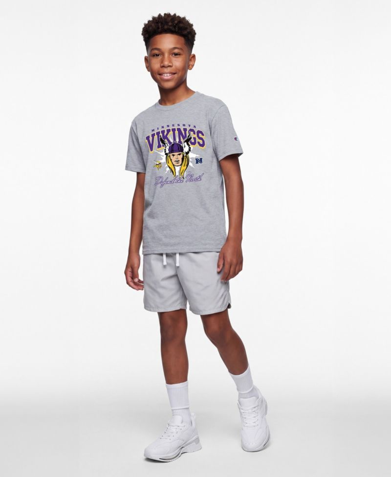 Big Boys and Girls Heather Gray Minnesota Vikings Disney X Champion T-Shirt