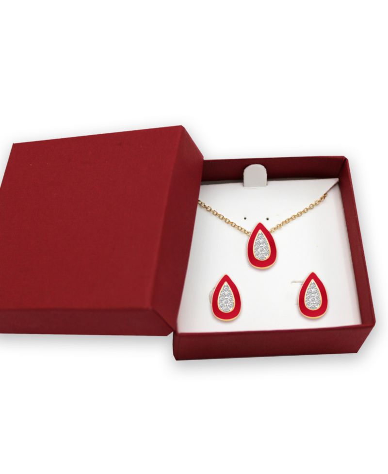 Crystal Enamel Necklace and Earring Set, 2-Piece