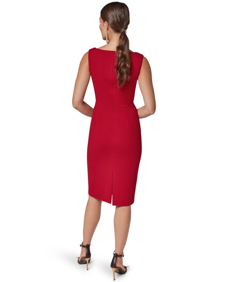 Women's Sleeveless Cowl-Neck Hardware Sheath Dress