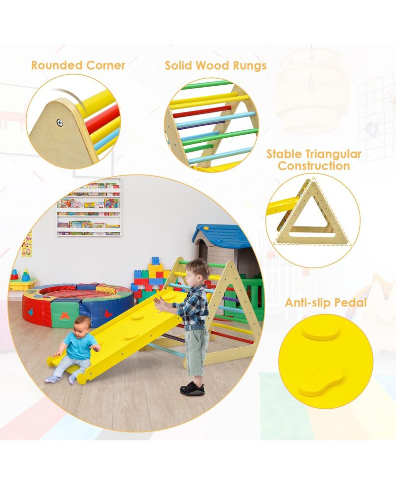 Toddler Montessori Adjustable Climbing Triangle Set, 3-Piece