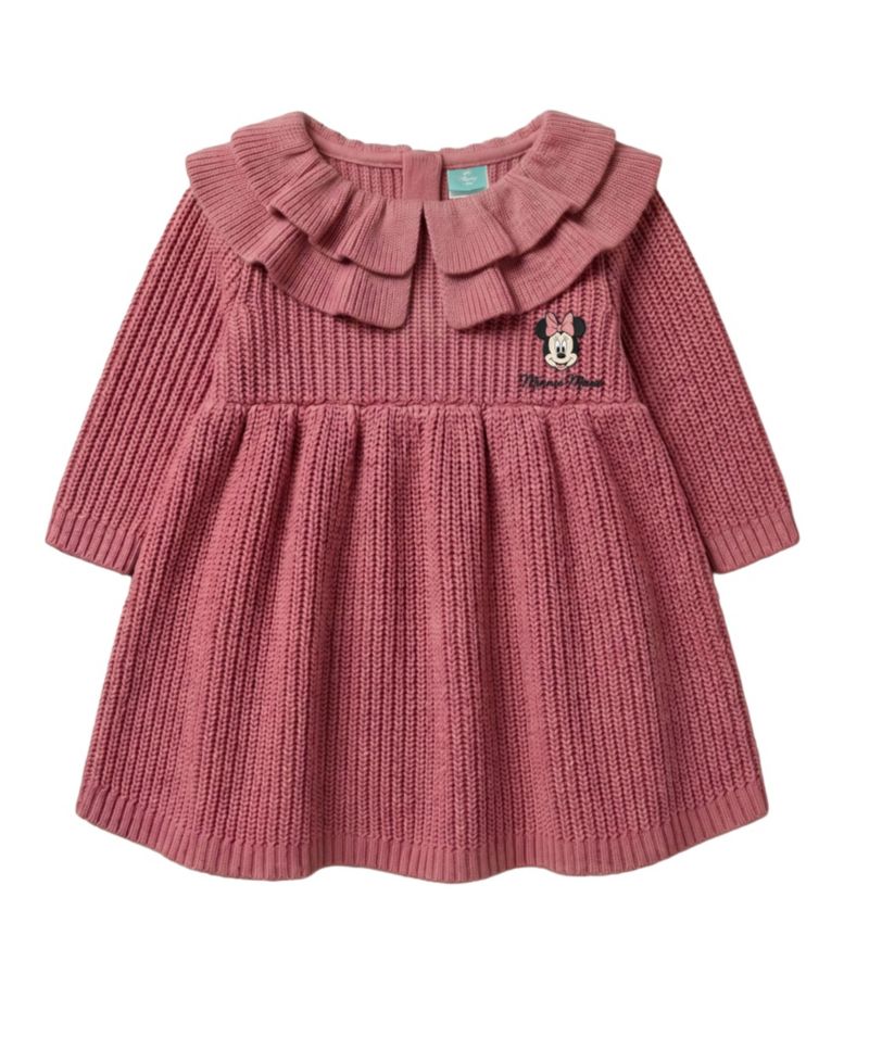 Baby Girls' Minnie Mouse Embroidered Sweater Dress and Tights, 2-Piece Set