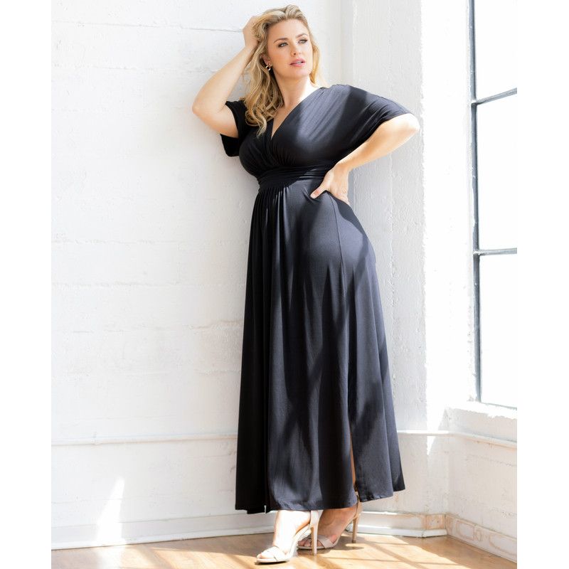 Plus Size Vienna Kimono Sleeve Long Maxi Dress