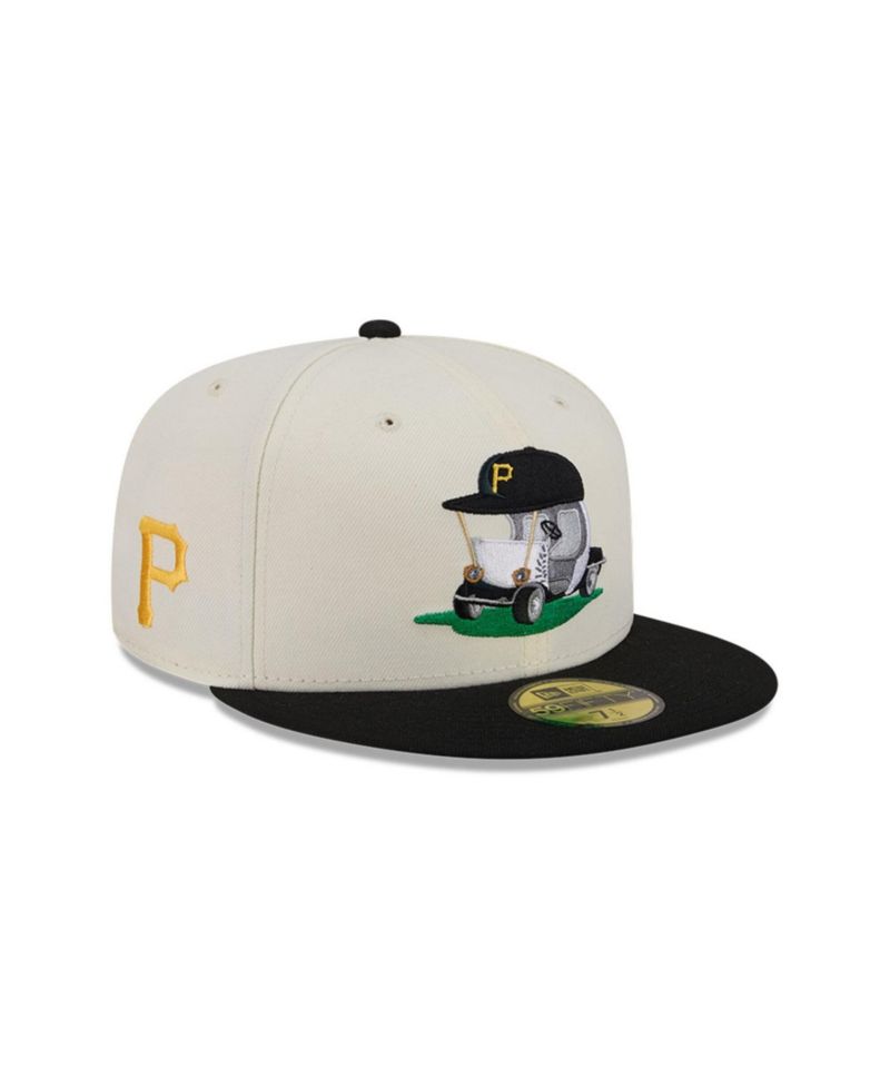 Men's Cream/Black Pittsburgh Pirates Bullpen Cart 59FIFTY Fitted Hat