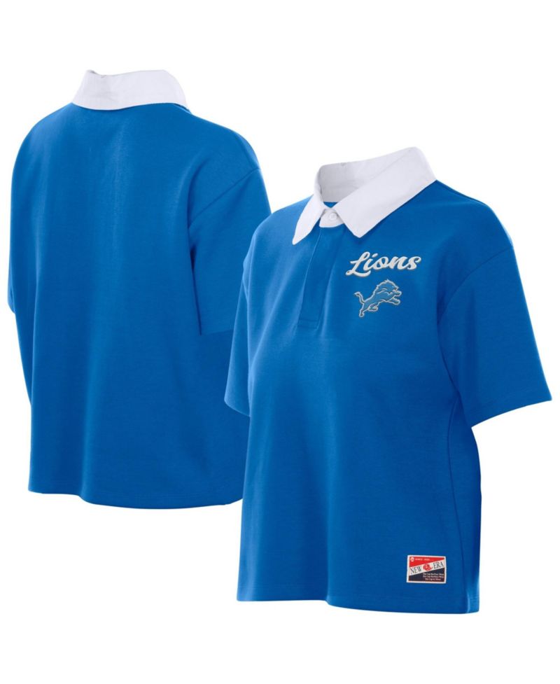 Women's Detroit Lions Throwback Boxy Cropped Cotton-Blend Polo