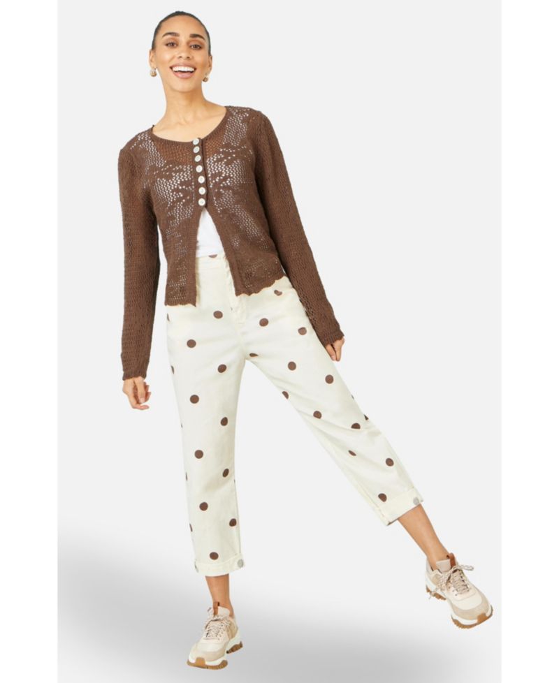 Women's Spot Print Cotton Canvas Chinos