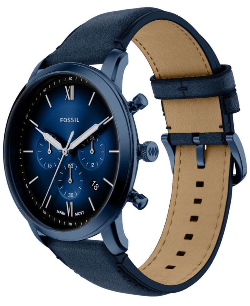 Men's Neutra Chronograph Navy Leather Watch 44mm