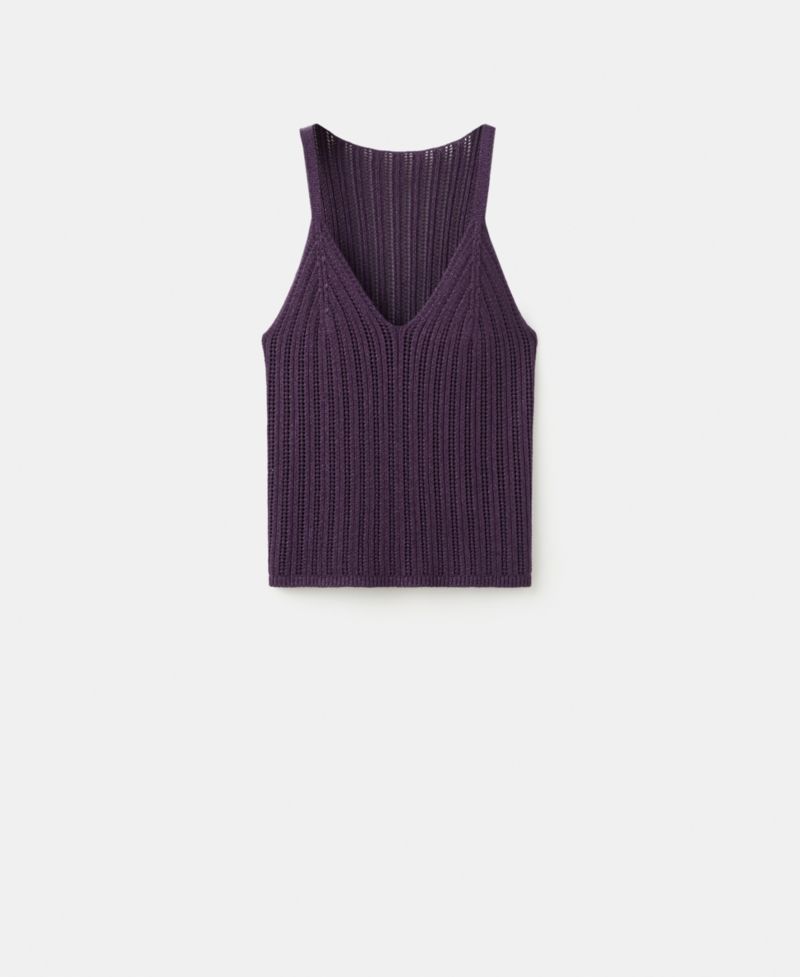 Women's Metallic Openwork Knit Top