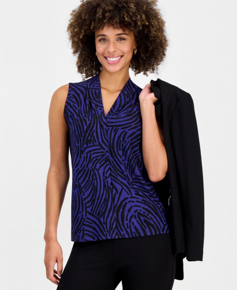 Women's Printed V-Neck Sleeveless Blouse