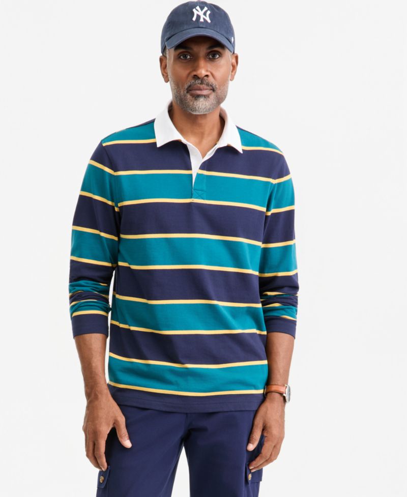 Men's Stripe Long-Sleeve Rugby Shirt