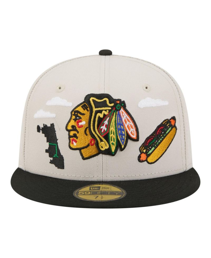Men's Tan/Black Chicago Blackhawks Localized City Icon 59FIFTY Fitted Hat