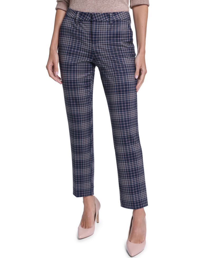 Women's Plaid Slim Ponte Pants