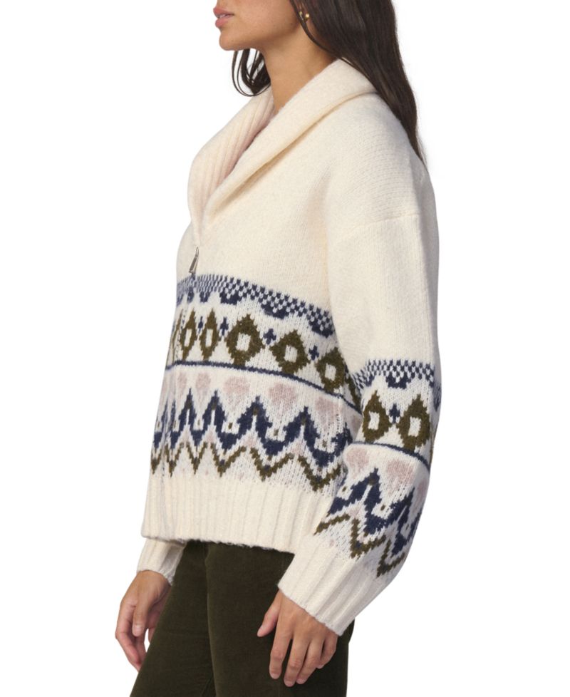 Women's The Inga Fair Isle Shawl Collar Zip-Front Cardigan