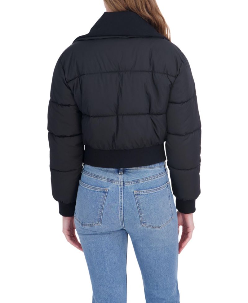 Juniors' Cropped Puffer Bomber Coat