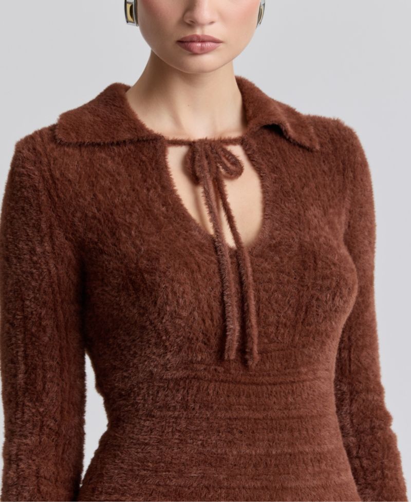 Women's Spread Collar Keyhole Sweater