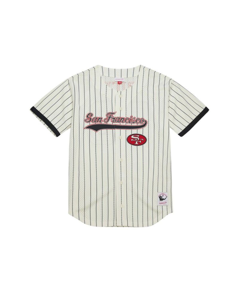 Men's Jerry Rice Cream San Francisco 49ers Name & Number Mesh Button-Up Baseball Jersey