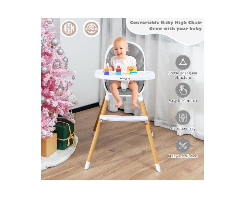 4-in-1 Convertible Baby High Chair Infant Feeding Chair with Adjustable Tray