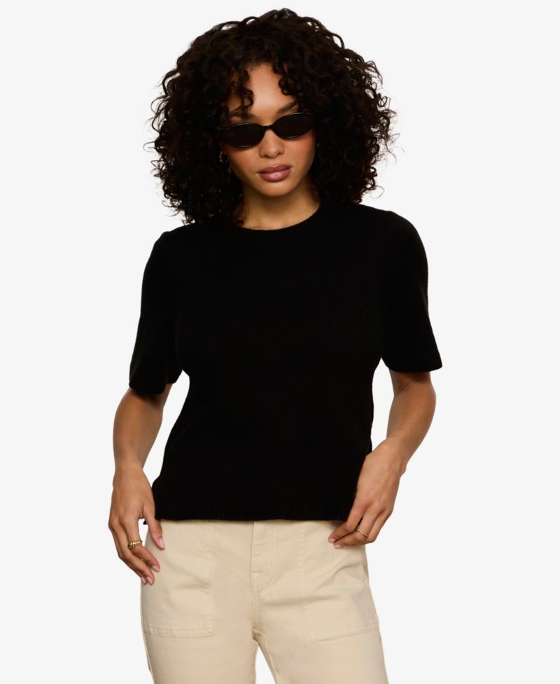 Petite Short-Sleeve Crewneck Sweater
