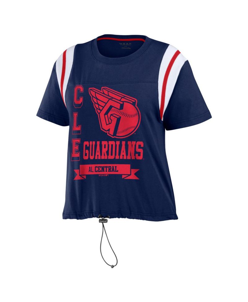 Women's Navy Cleveland Guardians Cinched Colorblock T-Shirt
