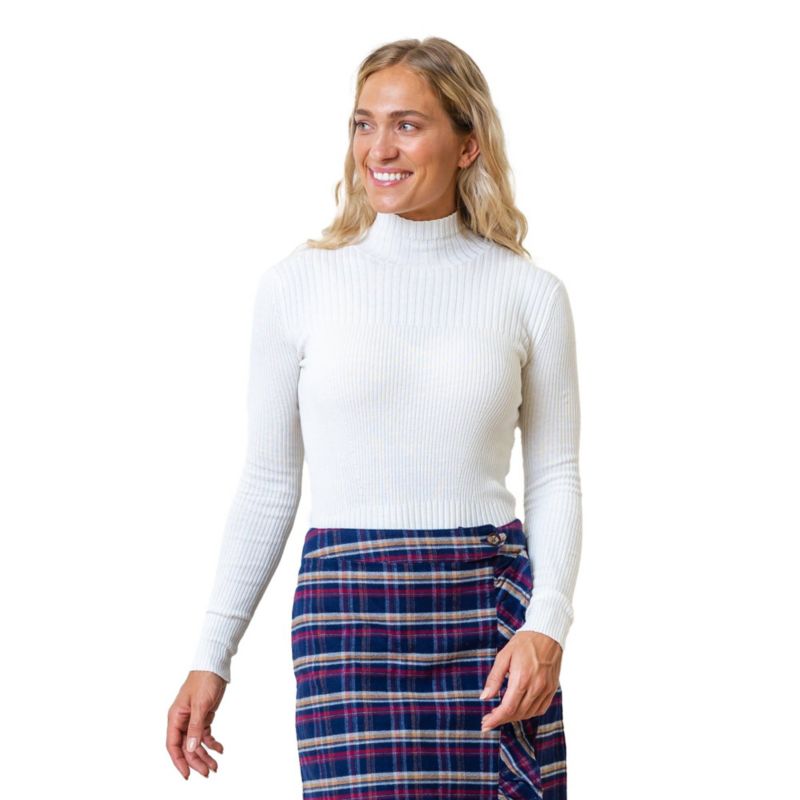 Women's Hope and Henry Long Sleeve Mock Neck Rib Knit Sweater