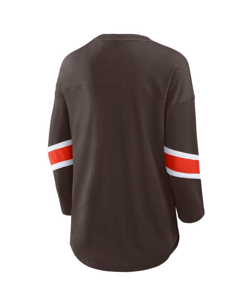 Women's Brown Cleveland Browns Redzone 3/4-Sleeve T-Shirt