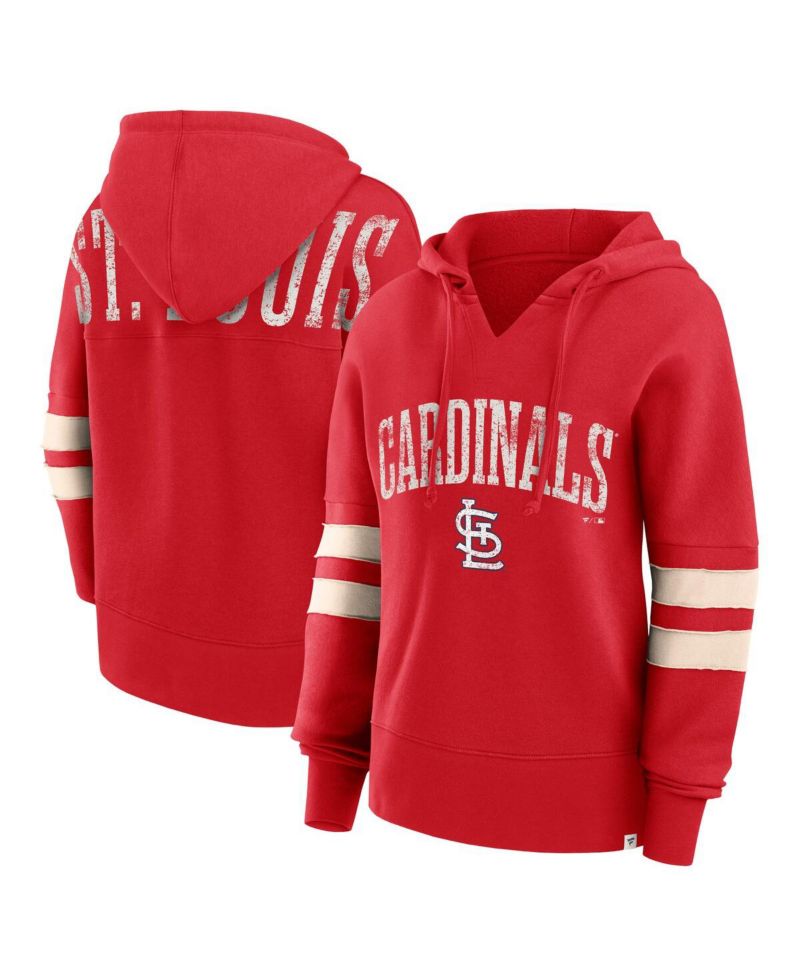 Women's Red Distressed St. Louis Cardinals Bold Move V-Neck Pullover Hoodie