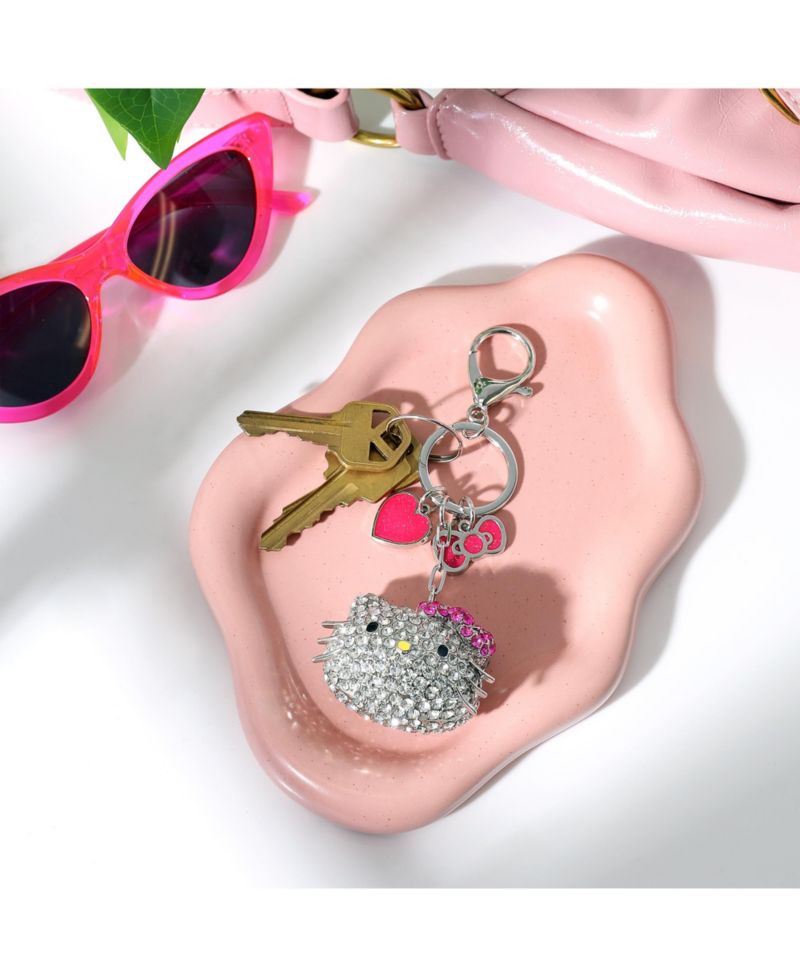 Sanrio Crystal Keychain with Pink Bow & Heart Charm