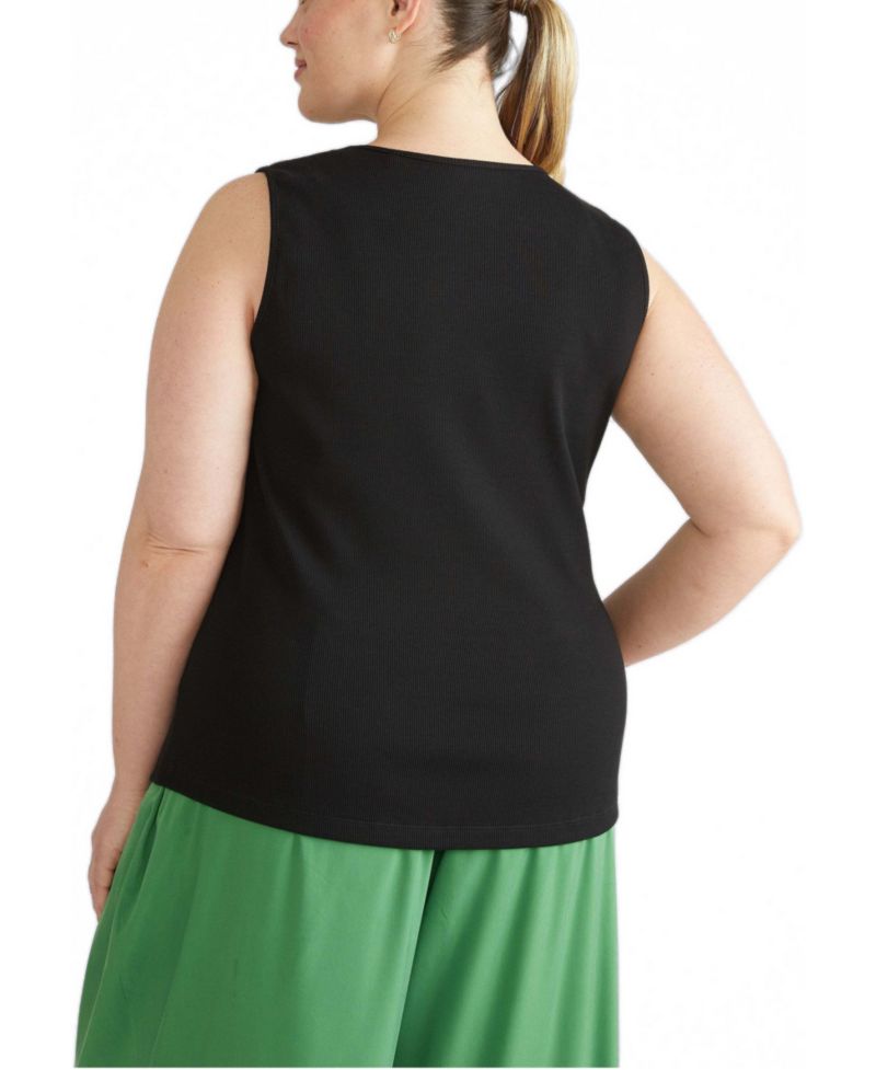 Plus Size Daisy Fitted Ribbed Cotton-Blend Tank Top