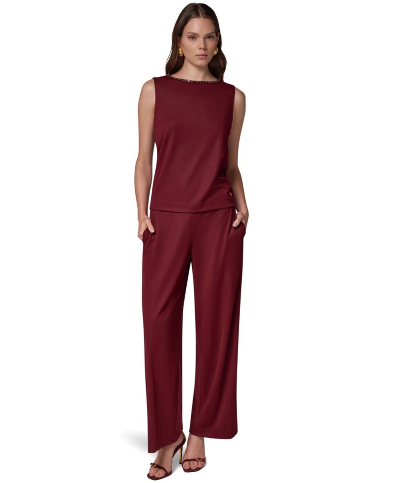 Women Beaded Boat-Neck Sleeveless Camisole
