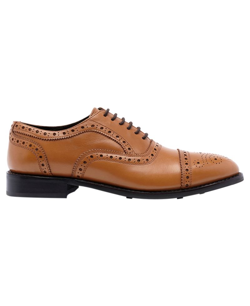 Men's Ford Quarter Brogue Oxford Leather Sole Dress Shoe