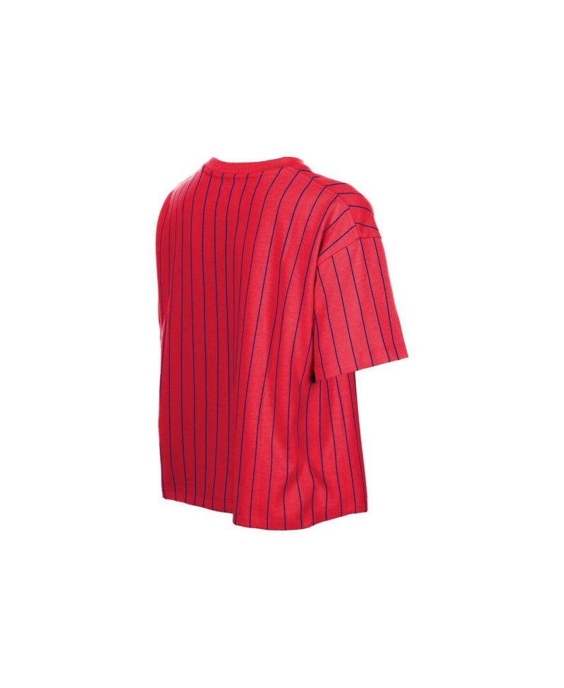 Women's Red Philadelphia Phillies Throwback Meshback Pinstripe Boxy T-Shirt