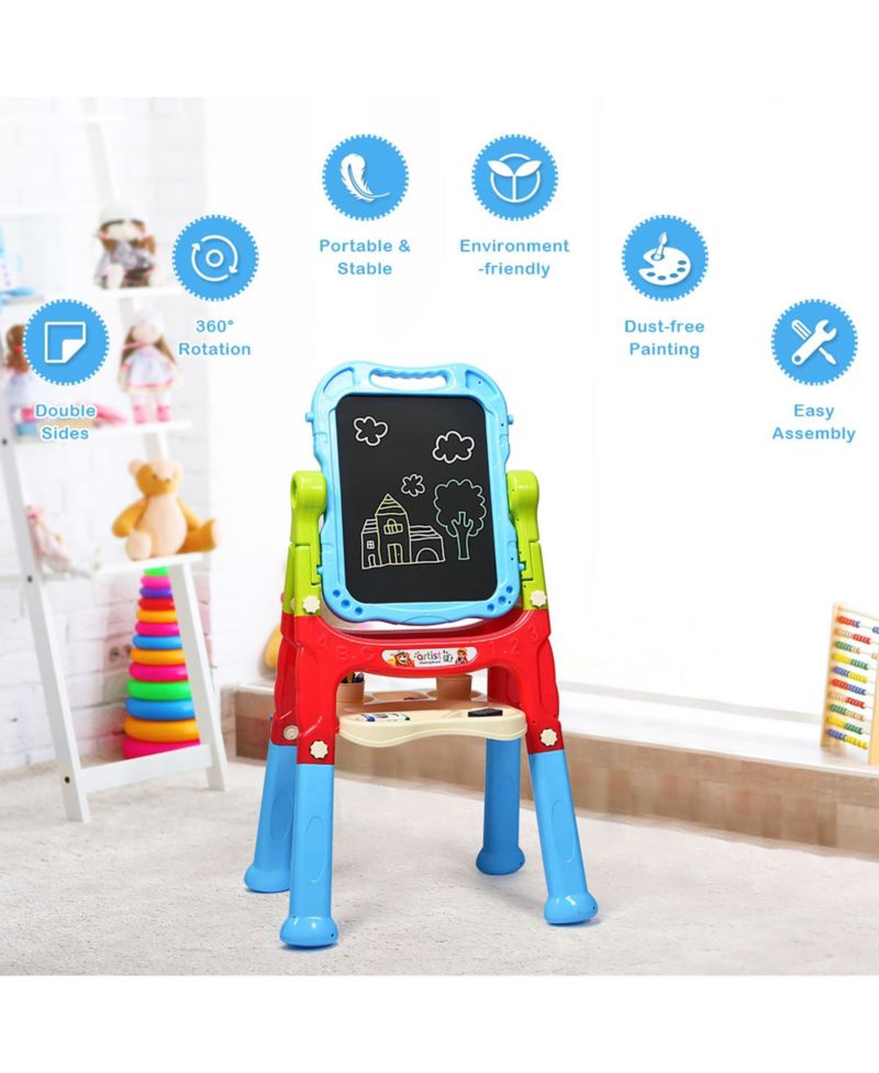 Height Adjustable Double-Sided Magnetic Kids Art Easel