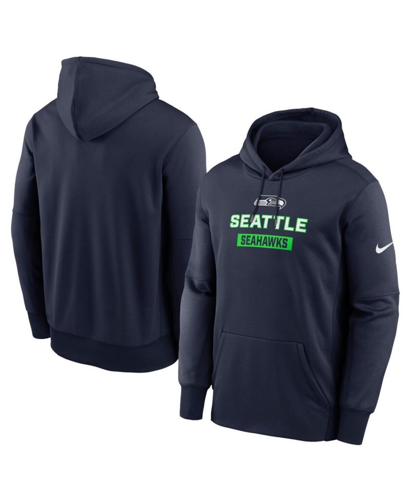 Men's College Navy Seattle Seahawks Toss Sweep Performance Pullover Hoodie