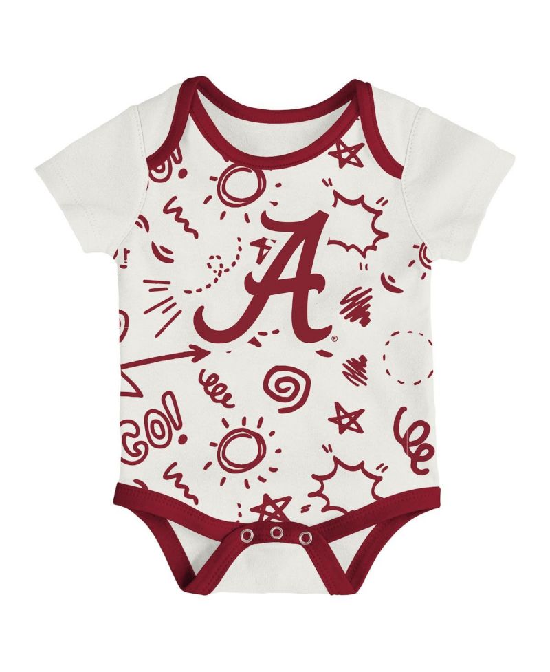 Baby Boys and Girls 3-Pack Alabama Crimson Tide All Day Play Bodysuit Set