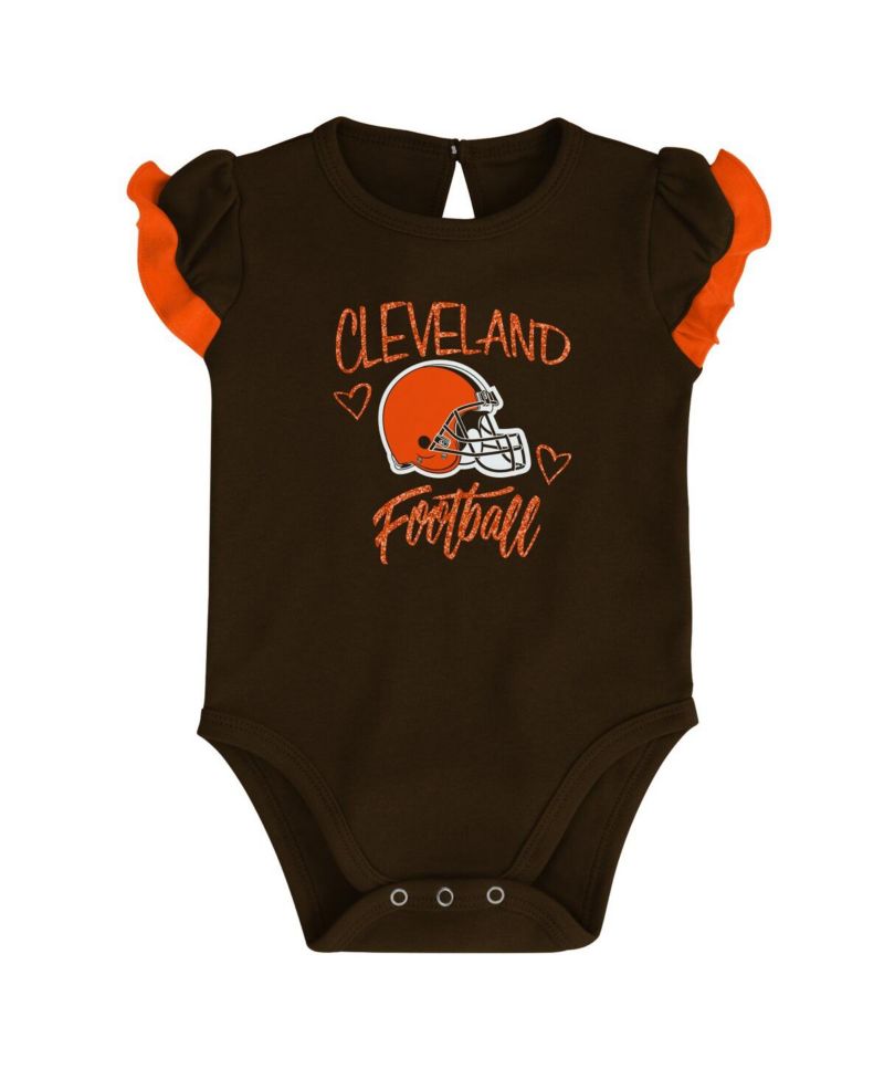 Newborn and Infant Boys and Girls Brown, Orange Cleveland Browns Too Much Love Two-Piece Bodysuit Set