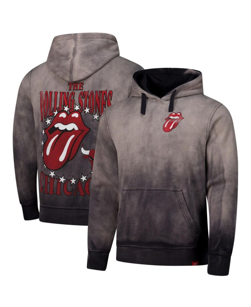 Men's and Women's Gray Rolling Stones x Chicago Bulls Collab Pullover Hoodie