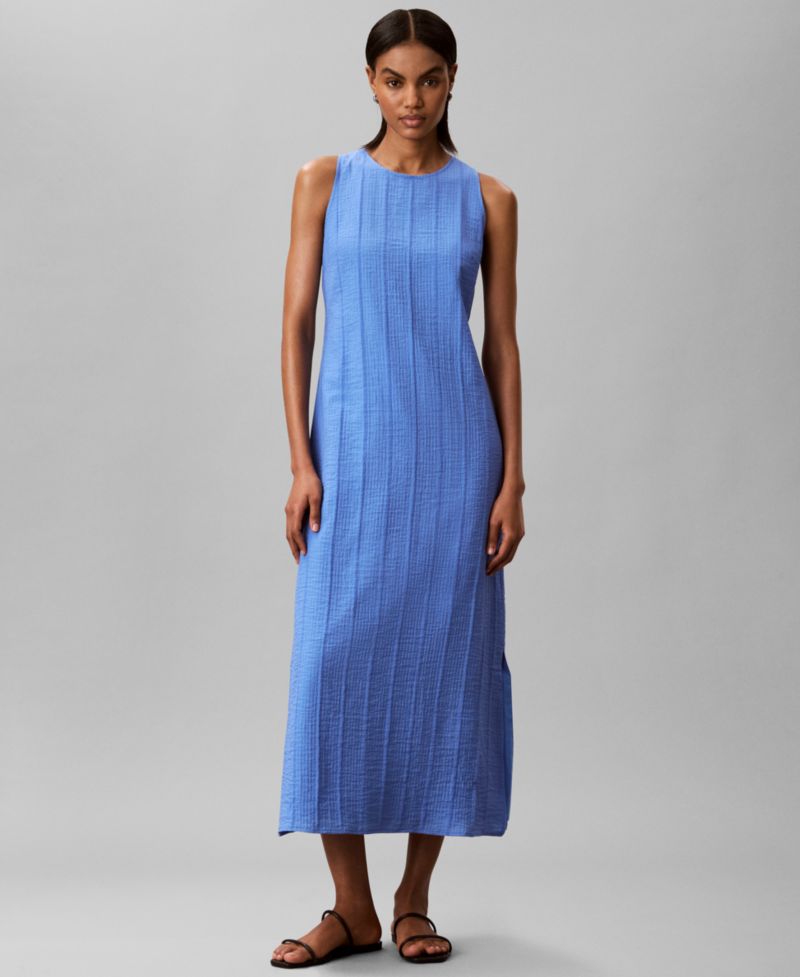 Women's Sleeveless Crew-Neck Long Shift Dress