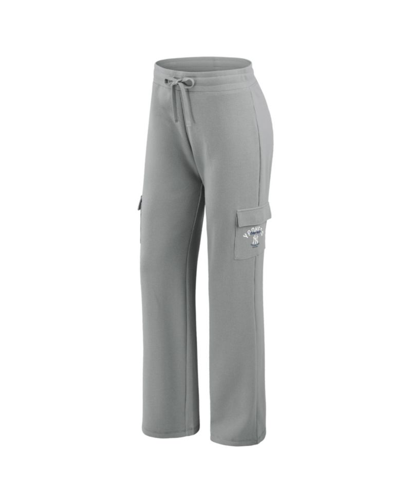 Women's Gray New York Yankees Waffle-Knit Long-Sleeve Hoodie & Lounge Pant Set
